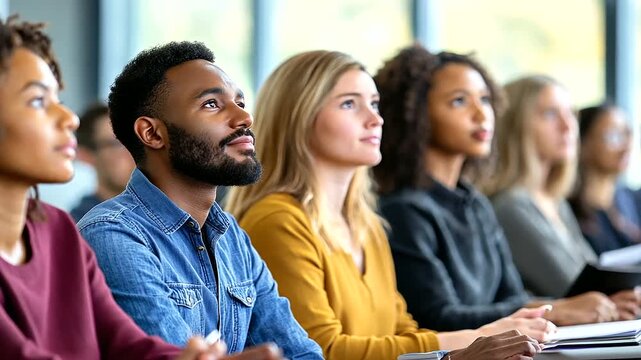 A diverse classroom of engaged adult learners spanning multiple generations.
