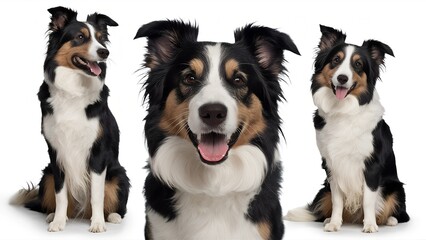 Trio of Happy Border Collies - Pet Enthusiasm Captured,“Energetic Border Collie Friends - Canine Companionship Illustrated