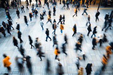 Blurred Motion of People Walking on a City Street