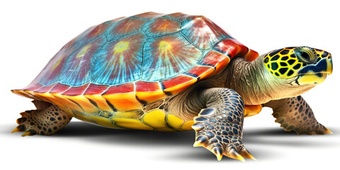 Obraz premium Multicolored Turtle On A White Background