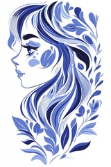 Woman's Face with Floral Ornament