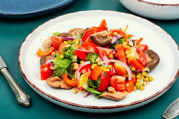 Salad with salted mushrooms.