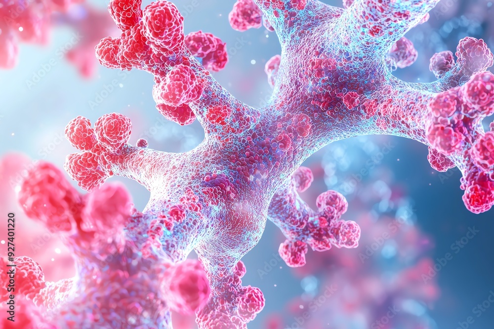 Aufkleber a vibrant close-up of cellular structures, showcasing intricate details in a colorful, abstract repr