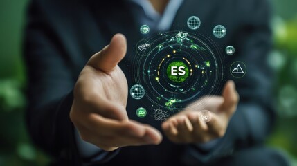 Fototapeta premium Person Presenting Environmental, Social, and Governance Concept
