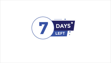 7 days left Countdown number banner templates. time icon. Vector Illustration