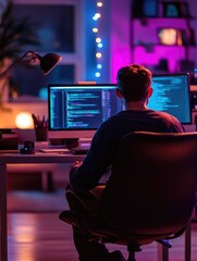 Portrait of male cse engineer working in the pc AI Generated