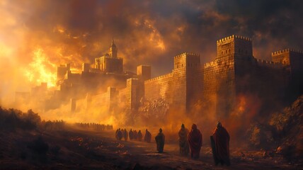 Biblical illustration, The Fall of the Walls of Jericho