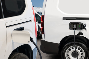 Electric delivery van with connected charging cable