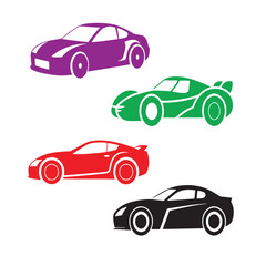 Colorful cars vector on white backgrounds