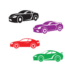 Colorful cars vector on white backgrounds