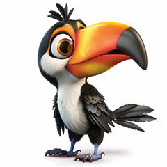 Naklejka premium Ilustracja - sympatyczny tukan na białym tle.