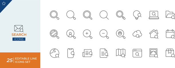 Search Line Icons Set - stock illustration.