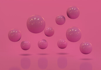 Geometric 3d rendering spheres realistic backdrop Suspended balls, abstract elegant background balls or particles 3D image rendering