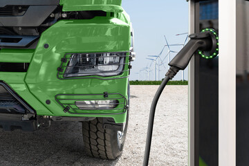 Electric truck with charging station. Concept