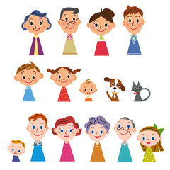 色々な家族の指人形のアイコン