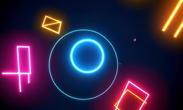 Neon Geometric Shapes Abstract