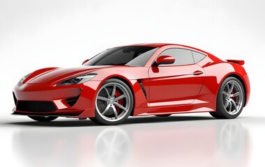 Red Sport Car on White Background