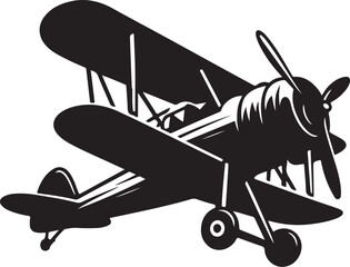 Old Propeller Plane silhouette vector illustration