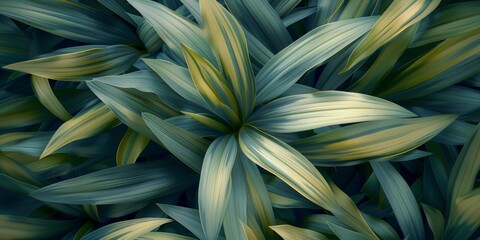 Lush green leaves create vibrant natural background, various shades of green and yellow hues, foliage design ideal for nature-themed projects, copy space.