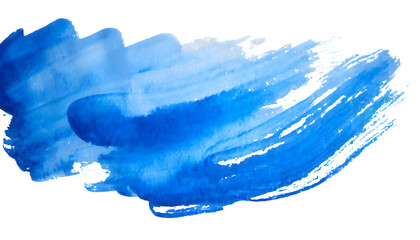 blue brush stroke watercolor isolated on white background. Generative AI.