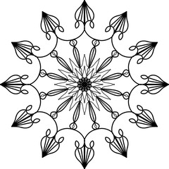 Black mandala, Mandala. Round Ornament Pattern, Simple mandala design for coloring. Vector floral mandala. Geometric ornamental mandalas