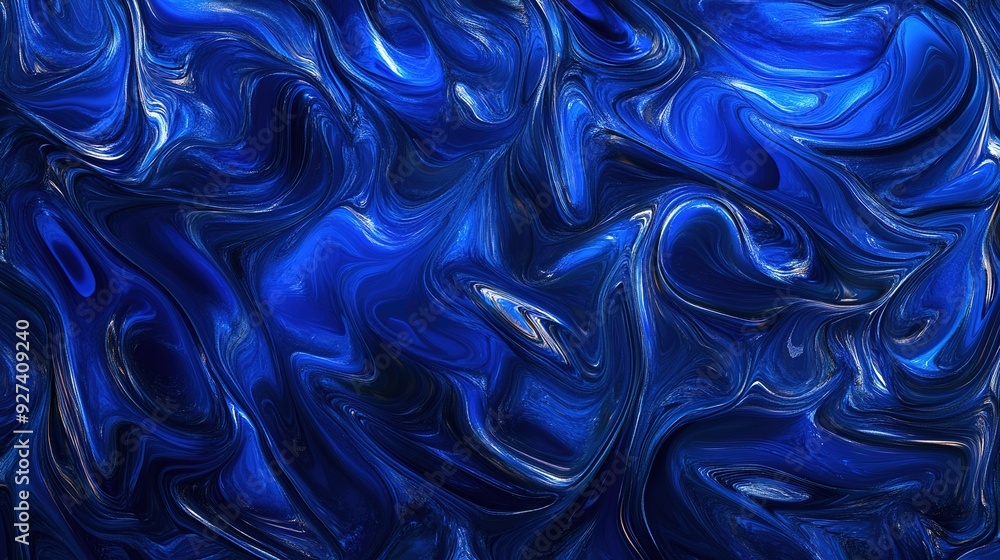 Poster abstract blue swirl pattern with deep hues and fluid textures