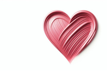 A red heart with the texture of a cosmetic material. Space for text.