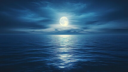 Beautiful moonlit night reflected in the sea. 