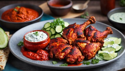 Fototapeta premium Roasted chicken pieces,