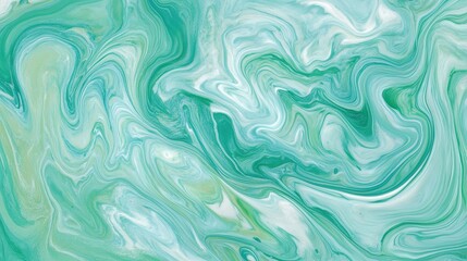 Fototapeta premium Marbled green and turquoise abstract pattern swirls in a fluid art style