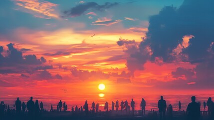 Obraz premium sunset with people