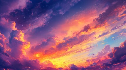 vibrant gorgeous sunset sky with colorful clouds background 