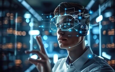Man using Artificial Intelligence Technology Futuristic 4K Image AI Generated 
