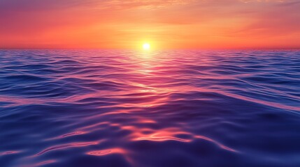 Obraz premium a vibrant ocean scene at sunset capturing the warm glow of the sun over the rippling water and the gentle transition from day to night