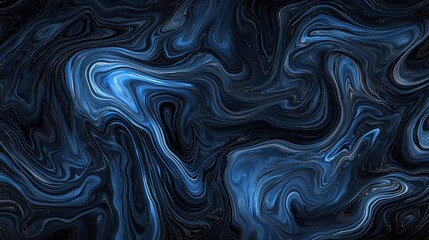 Obraz premium Abstract swirling blue patterns on a dark background creating a dynamic visual effect