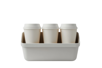 white plain trhee coffe cup and holden white background