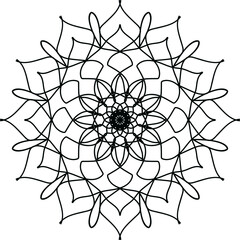 Black mandala, Mandala. Round Ornament Pattern, Simple mandala design for coloring. Vector floral mandala. Geometric ornamental mandalas