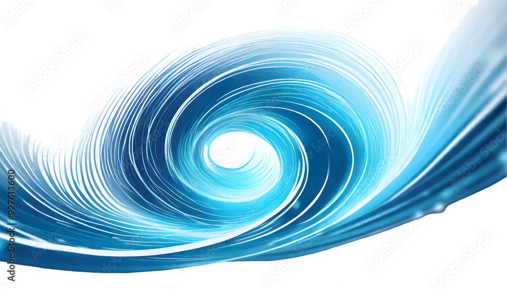 Poster blue light effect with line swirl on a isolated on white background. generative ai.