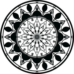 Black mandala, Mandala. Round Ornament Pattern, Simple mandala design for coloring. Vector floral mandala. Geometric ornamental mandalas