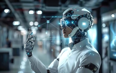 Man using Artificial Intelligence Technology Futuristic 4K Image AI Generated 
