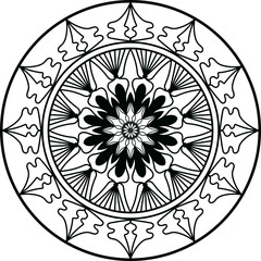 Black mandala, Mandala. Round Ornament Pattern, Simple mandala design for coloring. Vector floral mandala. Geometric ornamental mandalas