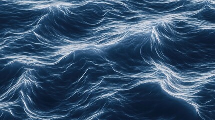 Obraz premium Gentle waves create a serene pattern on the ocean's surface at dusk, reflecting soft light and movement