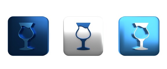 Colorful Glass of beer icon isolated on white background. Square button. 3D render illustration
