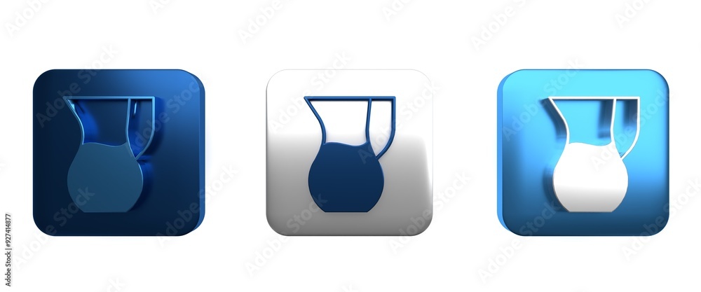 Poster colorful jug glass with water icon isolated on white background. kettle for water. glass decanter wi