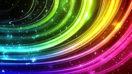 Obraz premium Colorful swirling lines with sparkling stars against a dark background