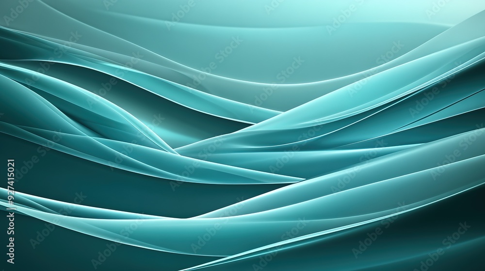 Aufkleber soft teal waves flowing in an abstract pattern with gentle curves and gradients