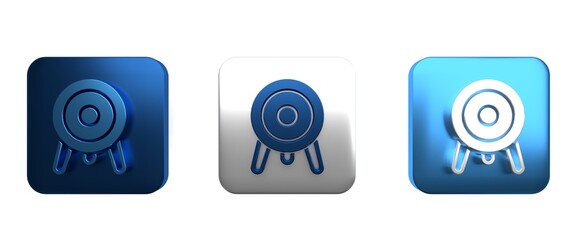 Colorful Target sport icon isolated on white background. Clean target with numbers for shooting range or shooting. Square button. 3D render illustration