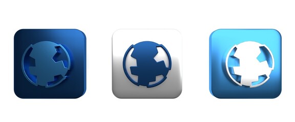 Colorful Earth globe icon isolated on white background. World or Earth sign. Global internet symbol. Geometric shapes. Square button. 3D render illustration