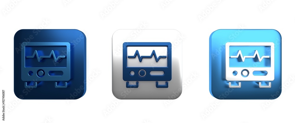 Aufkleber colorful computer monitor with cardiogram icon isolated on white background. monitoring icon. ecg mo