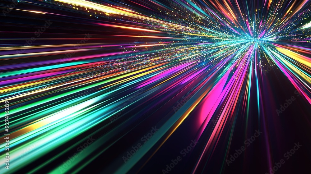 Aufkleber colorful light rays burst across a dark background creating a vibrant, abstract display of motion